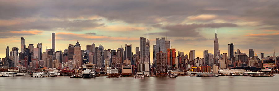 Manhattan midtown skyline at sunset Photograph by Songquan Deng