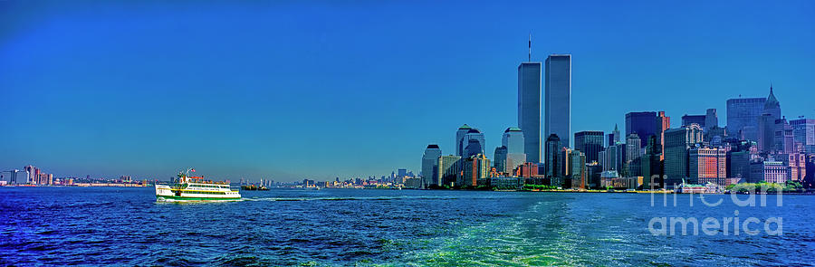 Manhattan skyline Battery Park Ellis Island Ferry New York City  Photograph by Tom Jelen