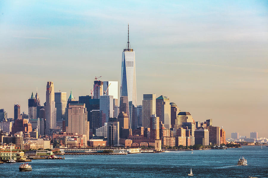 Manhattan skyline from New Jersey at sunset, New York Photograph by Matteo Colombo