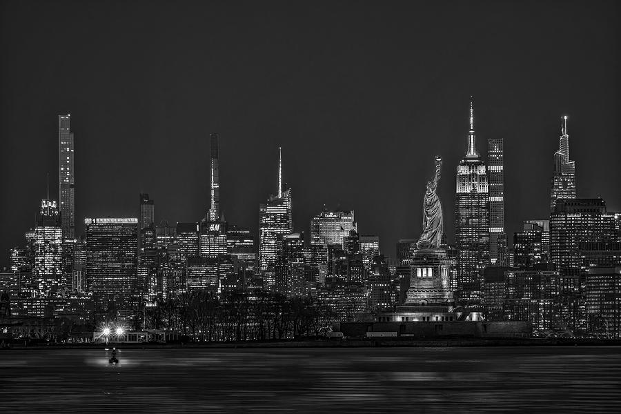 Manhattan Skyline Icons BW Photograph by Susan Candelario