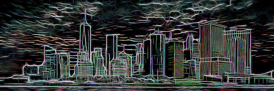 Manhattan Skyline NYC Abstract Line Drawing Photograph by Bill Swartwout