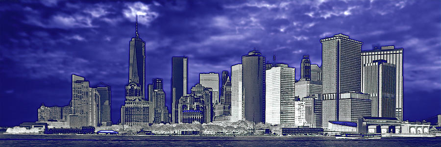 Manhattan Skyline NYC Blue Abstract Photograph by Bill Swartwout