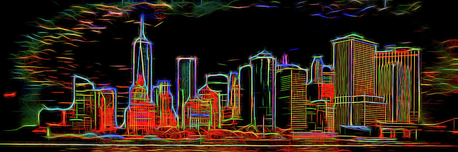 Manhattan Skyline NYC Neon Abstract Photograph by Bill Swartwout
