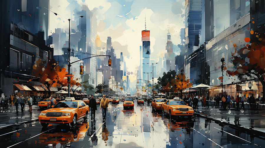 Manhattan Taxis Digital Art by Evie Carrier