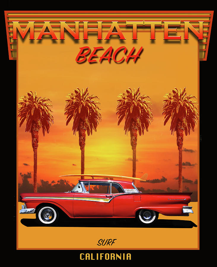 Manhatten Beach California Surfing Digital Art