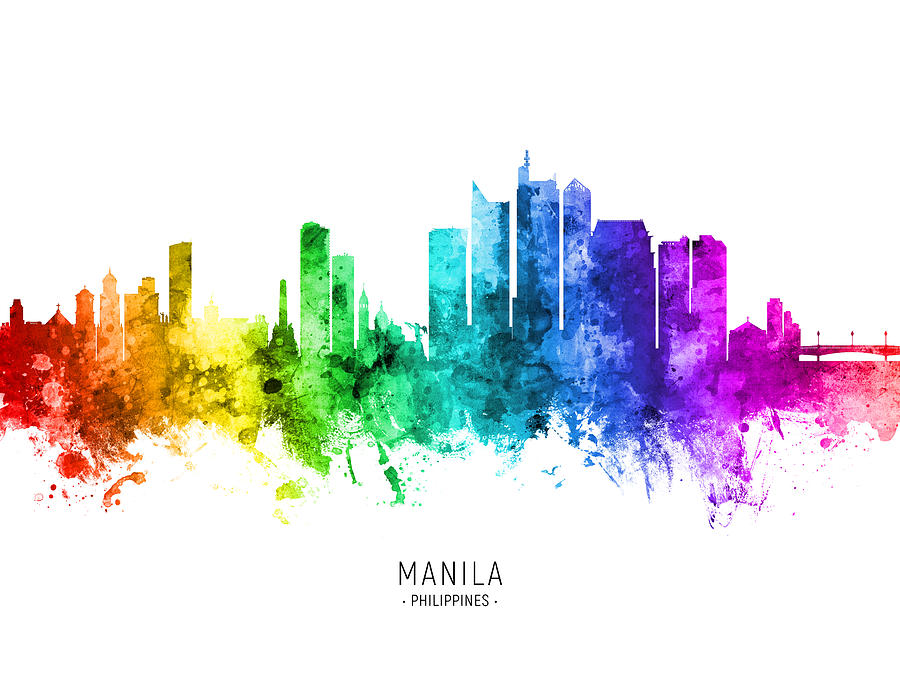 Manila Philippines Skyline #58 Digital Art by Michael Tompsett