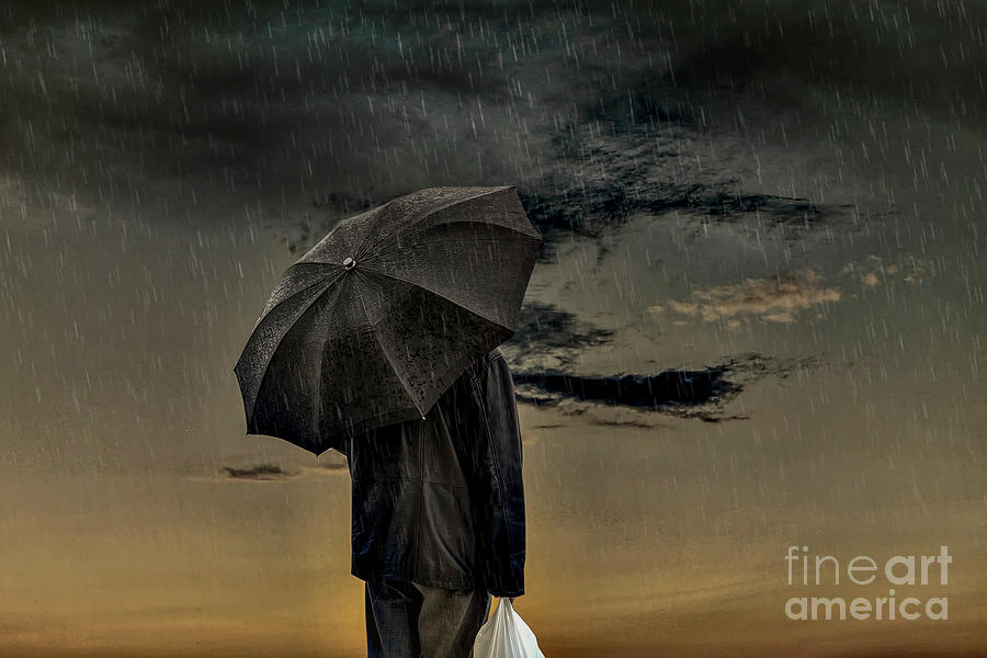 Man In The Rain Photograph by Eleni Synodinou