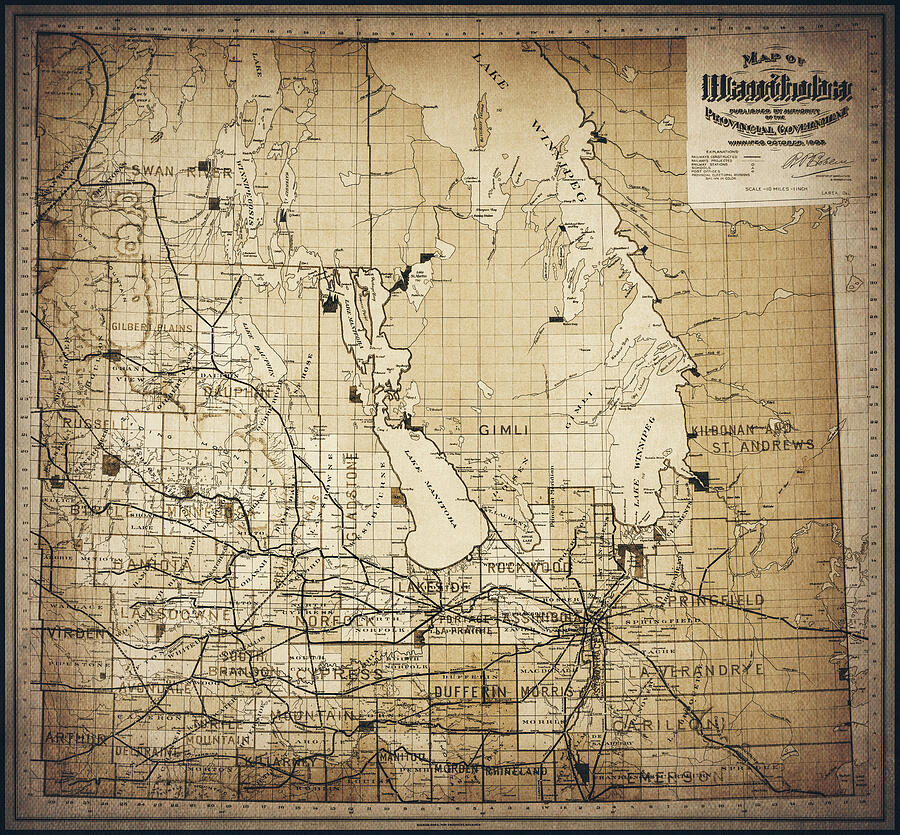 Manitoba Canada Antique Vintage Map 1903 Sepia Photograph by Carol Japp ...