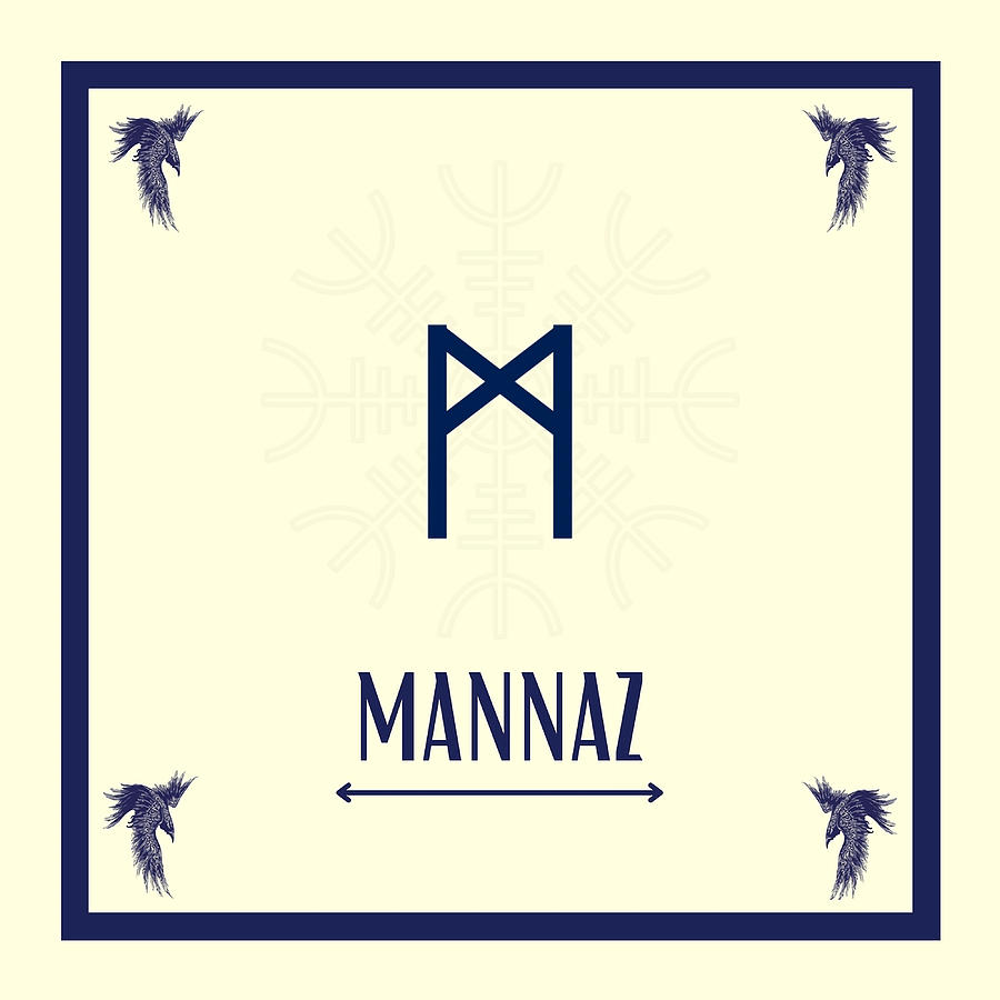 Mannaz Odin Norse Rune Futhark Viking Sticker Painting by Mason ...