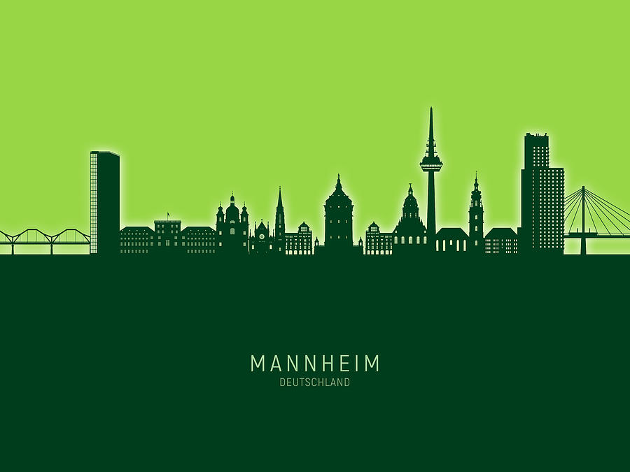 Mannheim Germany Skyline #00 Digital Art by Michael Tompsett