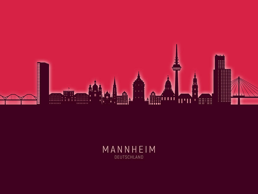 Mannheim Germany Skyline #02 Digital Art by Michael Tompsett
