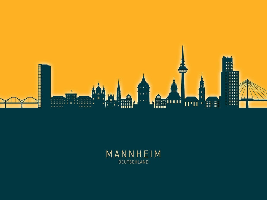 Mannheim Germany Skyline #03 Digital Art by Michael Tompsett