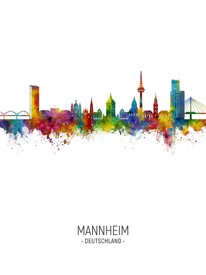 Mannheim Germany Skyline #05 Digital Art by Michael Tompsett