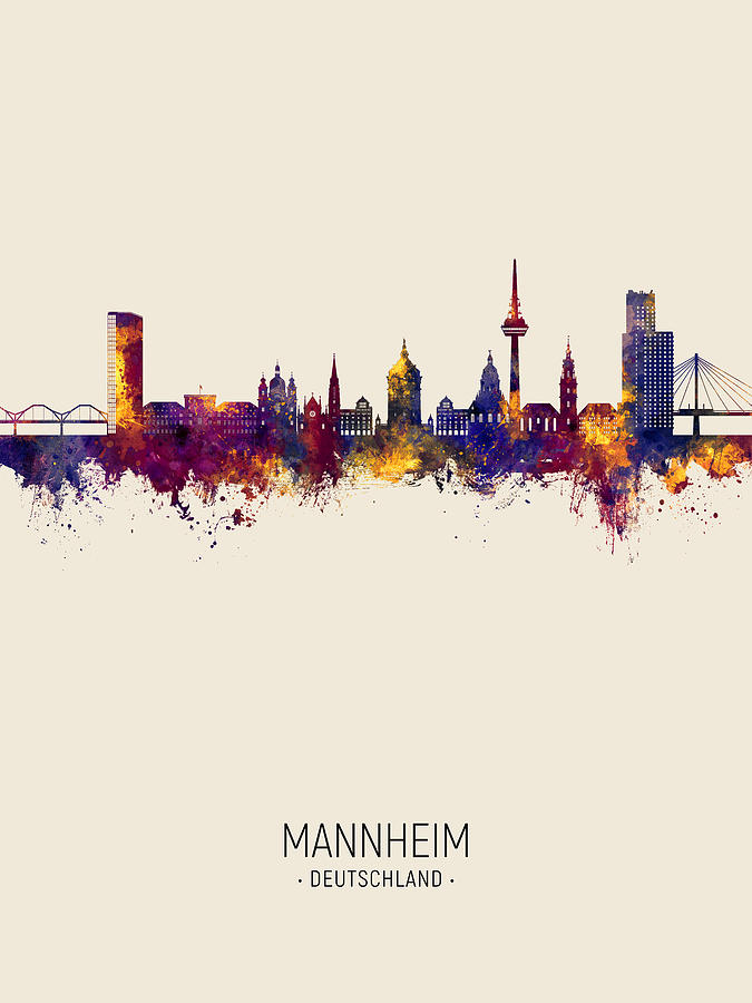 Mannheim Germany Skyline #06 Digital Art by Michael Tompsett