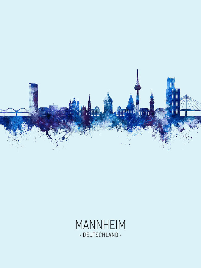 Mannheim Germany Skyline #07 Digital Art by Michael Tompsett