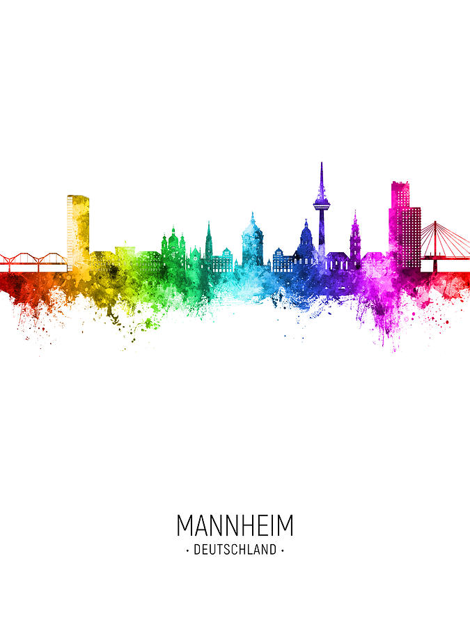 Mannheim Germany Skyline #08 Digital Art by Michael Tompsett