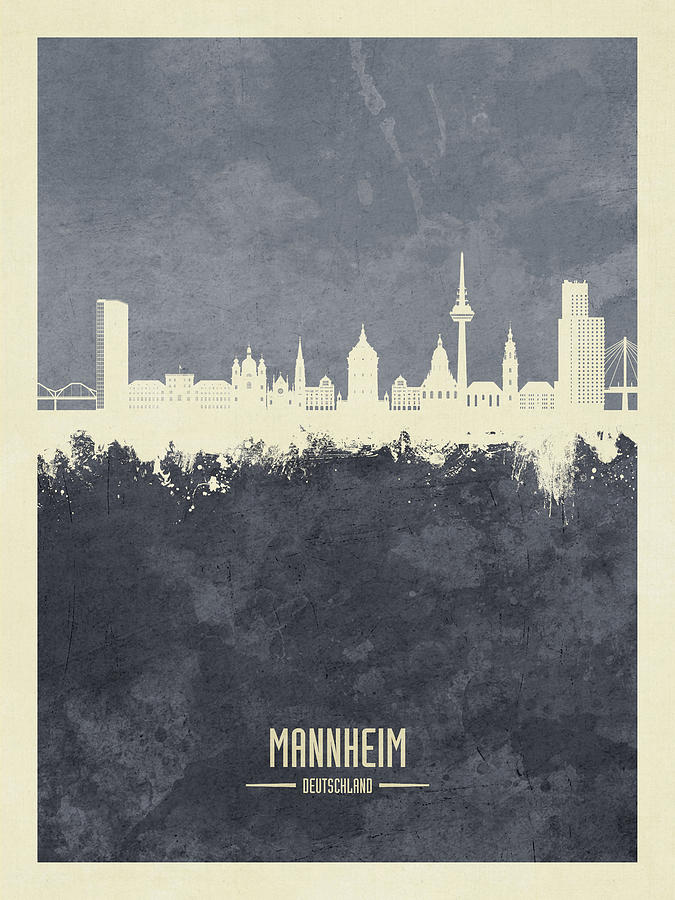 Mannheim Germany Skyline #15 Digital Art by Michael Tompsett