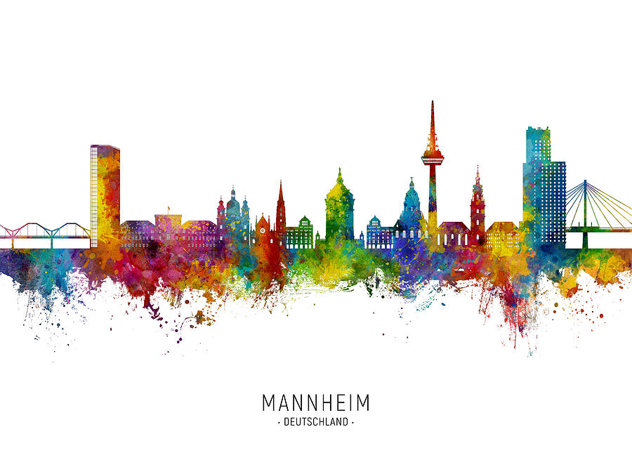 Mannheim Germany Skyline #83 Digital Art by Michael Tompsett