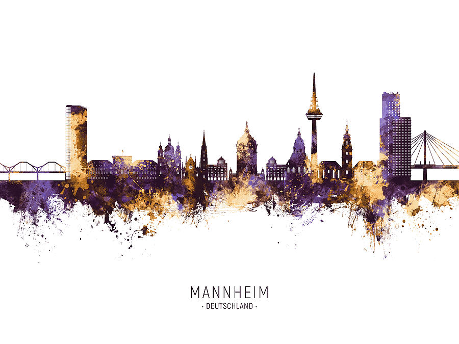 Mannheim Germany Skyline #85 Digital Art by Michael Tompsett
