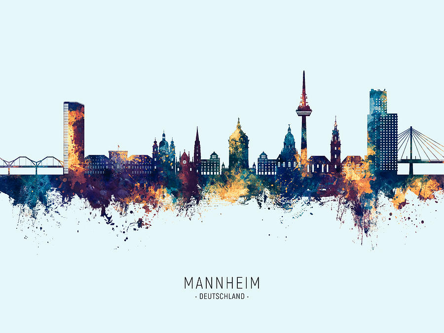 Mannheim Germany Skyline #86 Digital Art by Michael Tompsett