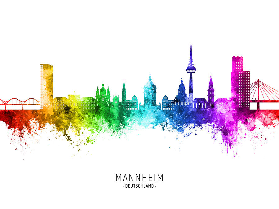 Mannheim Germany Skyline #87 Digital Art by Michael Tompsett