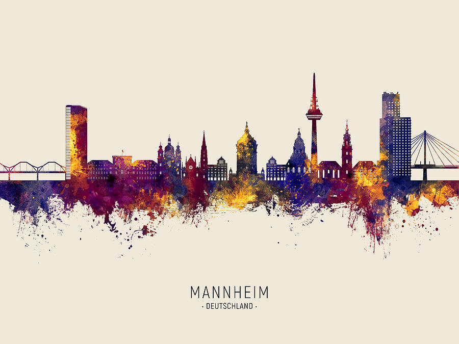 Mannheim Germany Skyline #88 Digital Art by Michael Tompsett