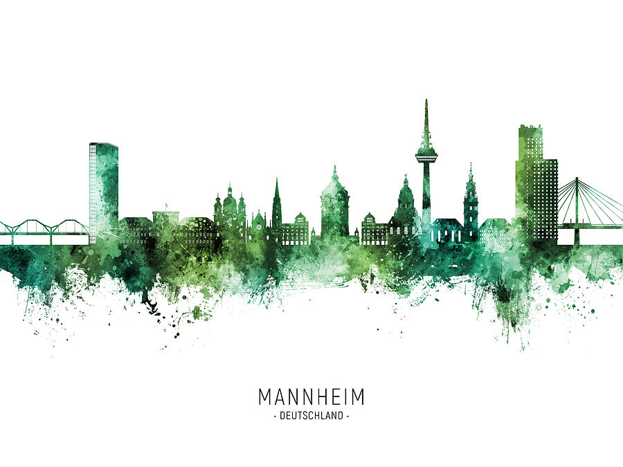 Mannheim Germany Skyline #90 Digital Art by Michael Tompsett