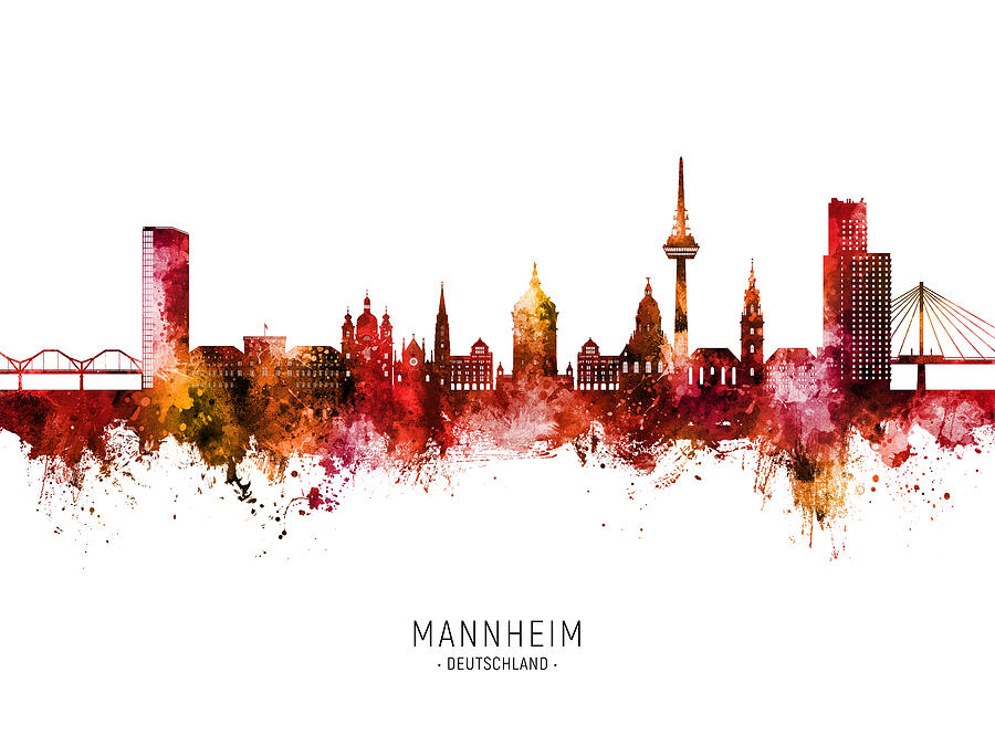 Mannheim Germany Skyline #93 Digital Art by Michael Tompsett
