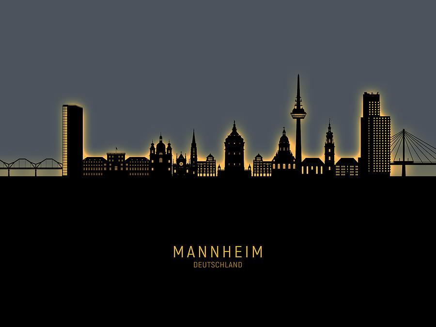Mannheim Germany Skyline #96 Digital Art by Michael Tompsett