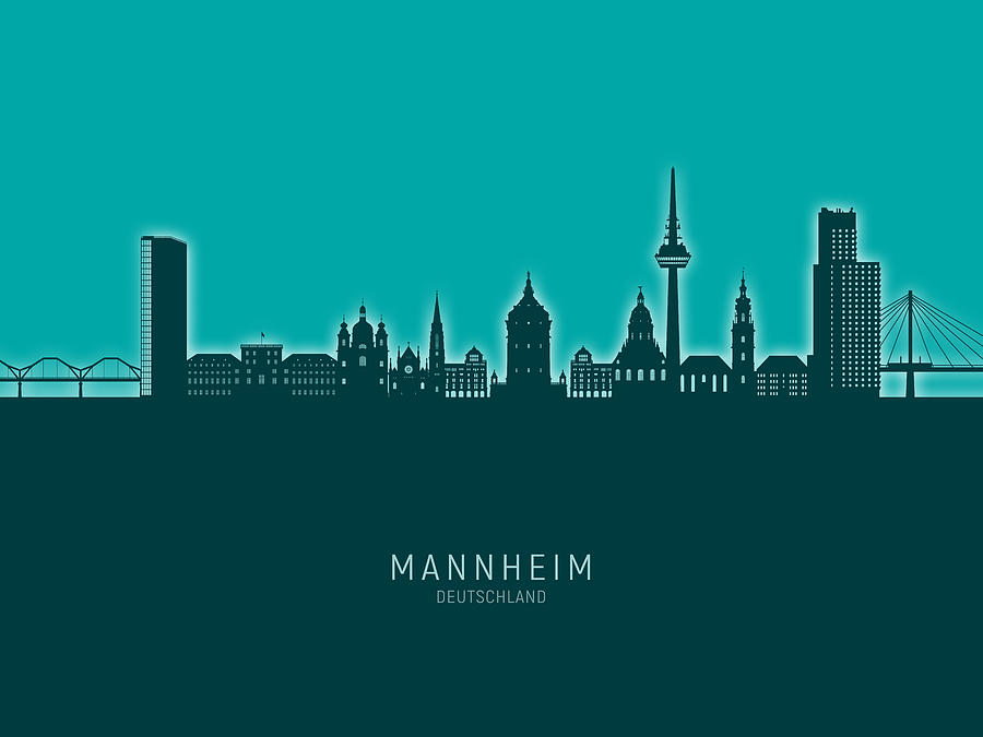 Mannheim Germany Skyline #98 Digital Art by Michael Tompsett