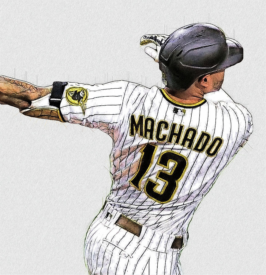Manny Machado - 3B - San Diego Padres Digital Art by Bob Smerecki