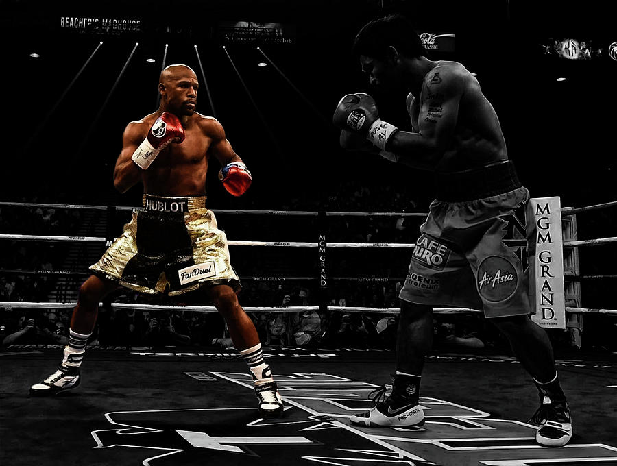Manny Pacquiao and Floyd Mayweather Mixed Media by Brian Reaves