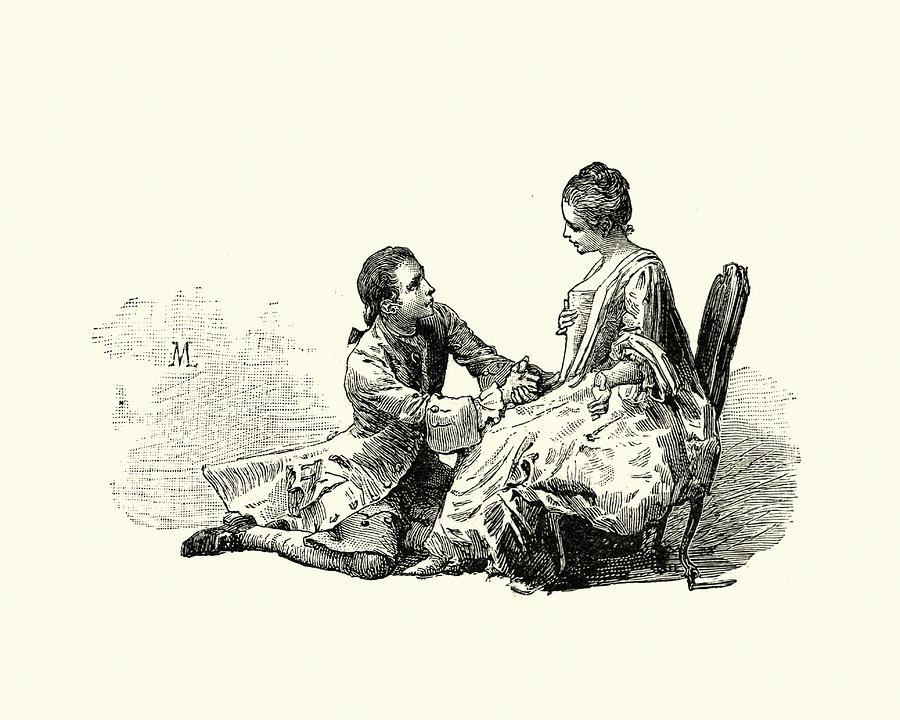 Manon Lescaut Man asking woman to marry him 18th Century Drawing by Duncan1890
