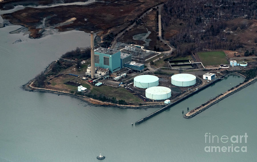 Manresa Island Power Plant in Norwalk, Connecticut Aerial Photograph by David Oppenheimer