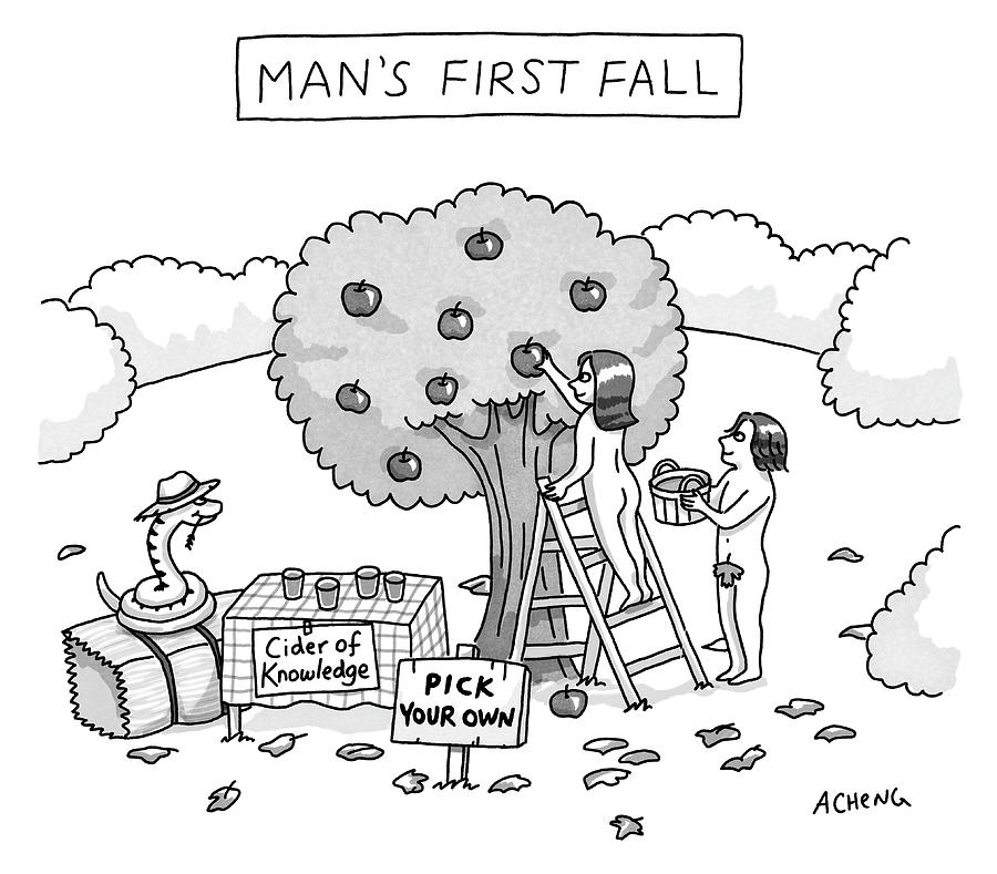 Mans First Fall Drawing by Alice Cheng