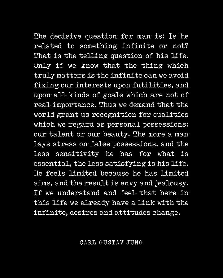 Mans Relation To The Infinite - Carl Gustav Jung Quote - Literature - Typewriter Print - Black Digital Art