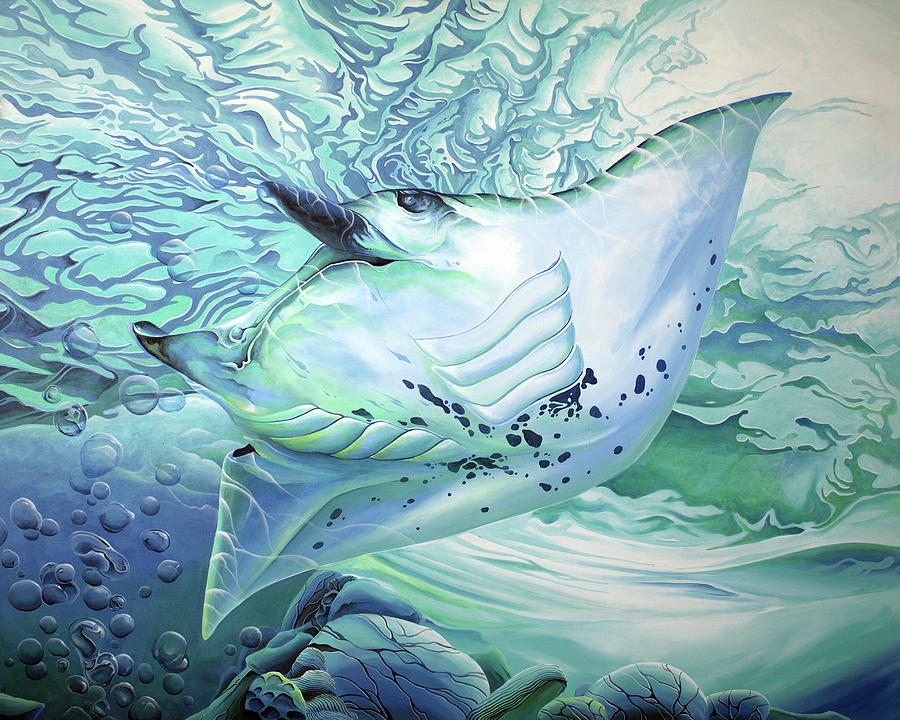 Manta Triptych Center Painting by William Love