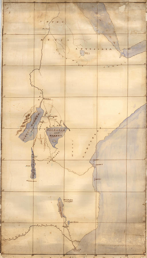 Manuscript Map Illustrating The Discovery of the Sources of the Upper ...