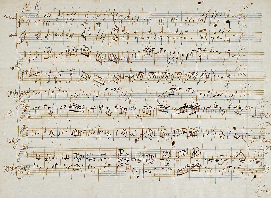 Manuscript, Wolfgang Amadeus Mozart Painting by Wolfgang Amadeus Mozart ...