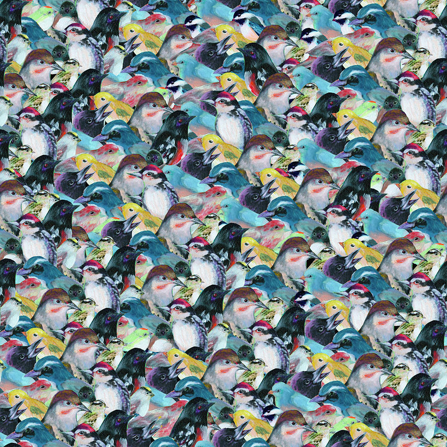 Many Birds Pattern Painting by Jennifer Lommers