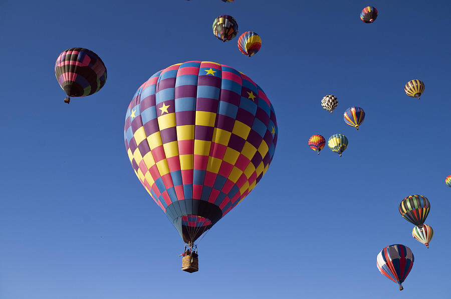 Many Hot Air Balloons in Flight Photograph by Leezsnow