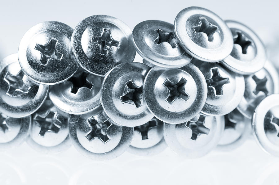 Many silver screw heads toned grey Photograph by Yashabaker