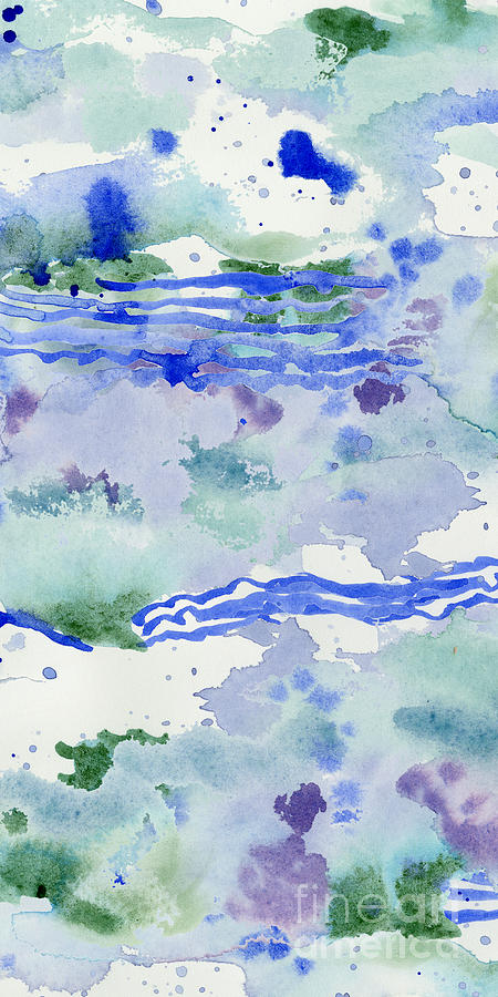 Many Waters 1 Watercolor Abstract in Aqua, Blue, Purple and Green Painting by Audrey Jeanne Roberts