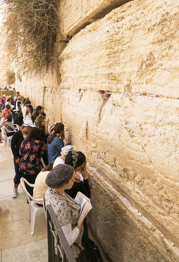 Many Women Worshipping at The Wailing Wall. Photograph by Nancy Brown