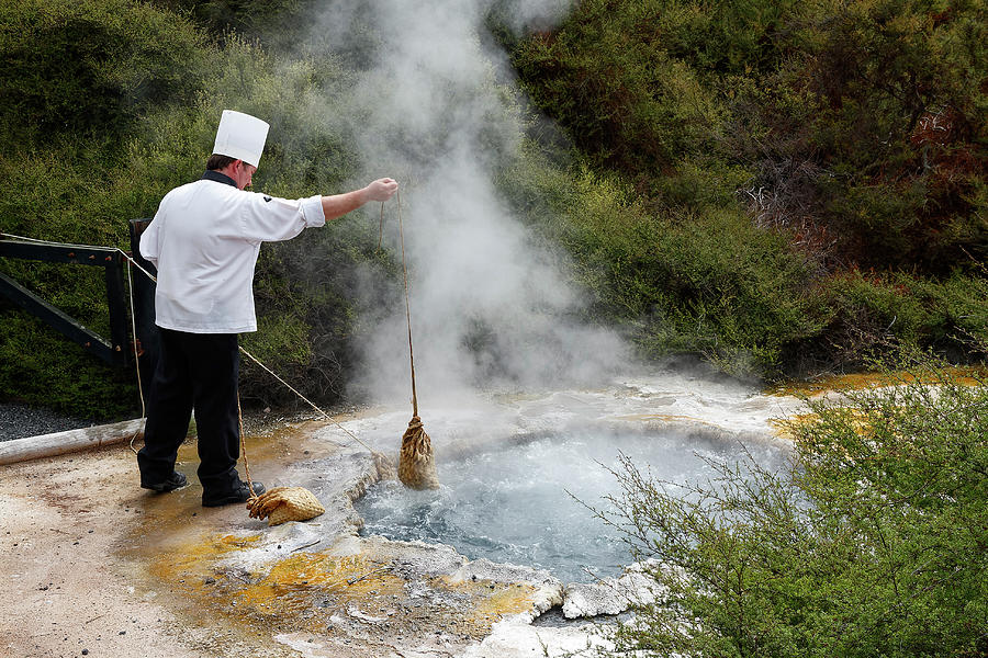 Maori Chef Using Boiling Pool Photograph by Sally Weigand