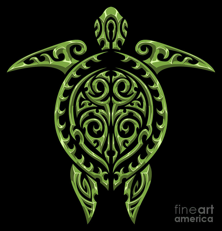 Maori Turtle Tribal Diving Sea Animals Digital Art by Mister Tee - Pixels