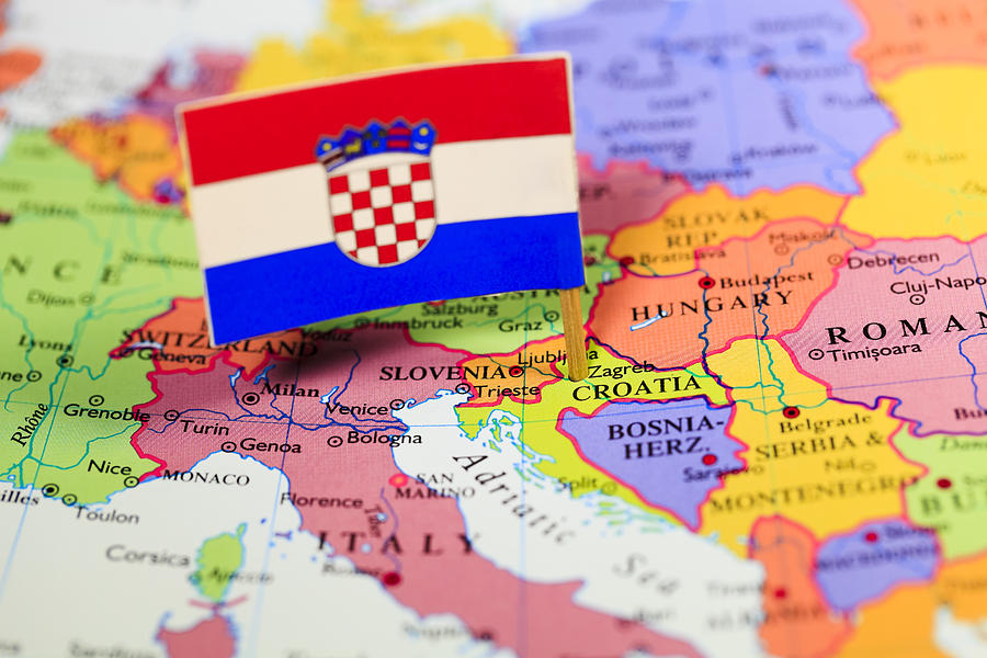 Map and flag of Croatia Photograph by Pawel.gaul