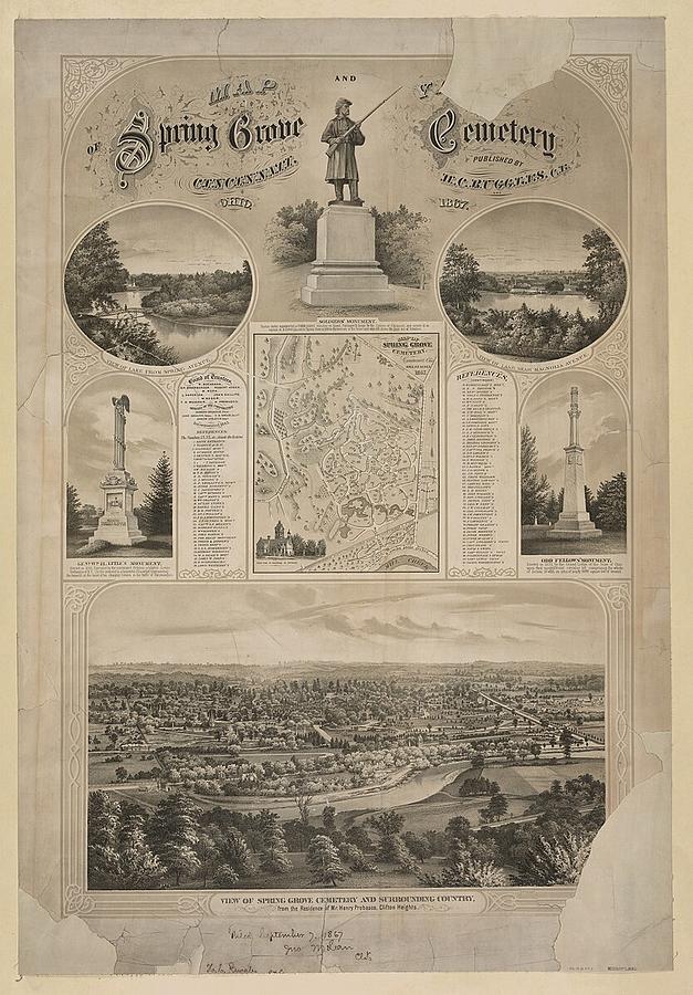 Map and view of Spring Grove Cemetery  Photograph by Popular Art