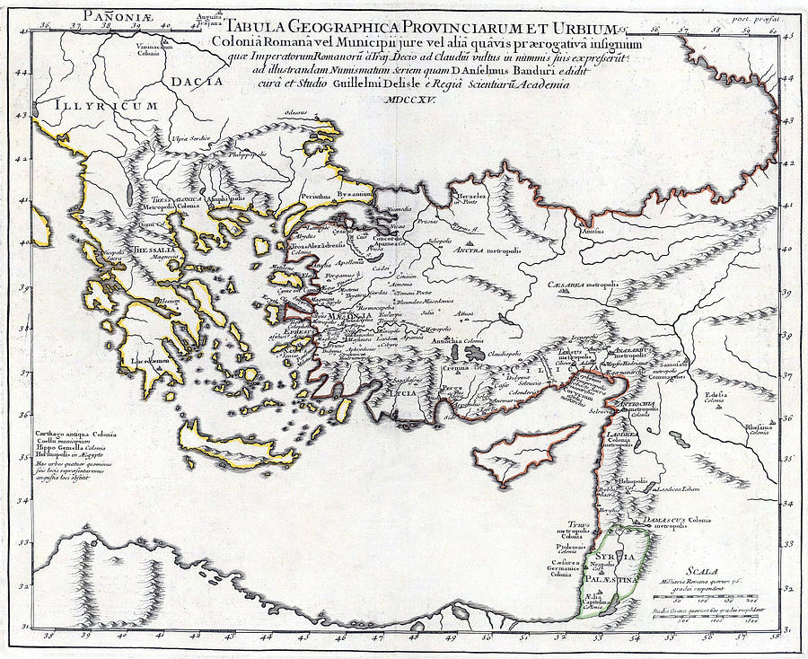 Map - Greece And Turkey, 1715 Drawing by Guillaume de LIsle
