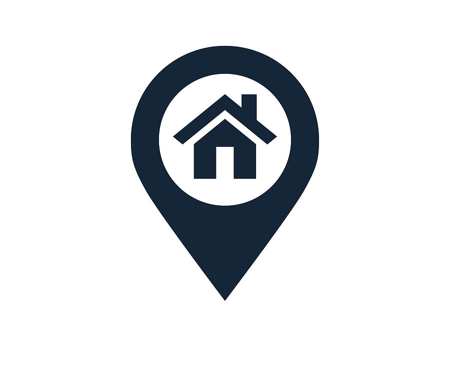 Map Location And Direction Icon Symbol With A House Or Home Location Drawing by GeorgeManga
